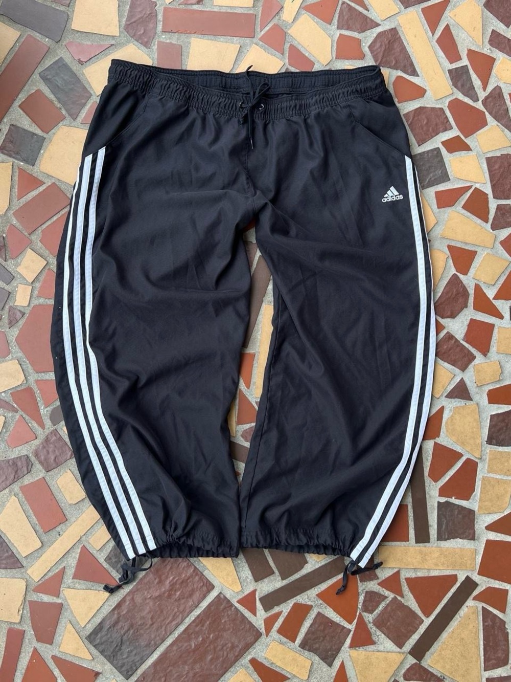 Y2K Style Adidas Black Joggers with White Triple Stripes